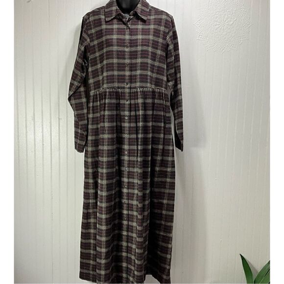 VINTAGE EDDIE BAUER Long Flannel Dress - Picture 1 of 5
